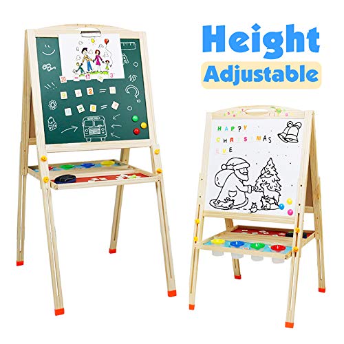 Pizarra Infantil Caballete Pintura Magnética Doble Cara Ajustable Caballete Madera Juego de Imaginación Educativo Juguete para 3 4 5 6 Niños Niñas