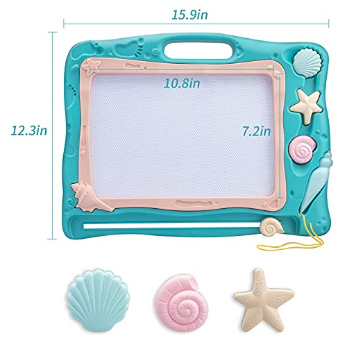 Pizarra Magnética Infantil ,Automoness 43x32cm Almohadilla Borrable de Escritura y Dibujo con 2 Sellos y 1 Plumas,Juguetes Educativos para Niños (Rosa)