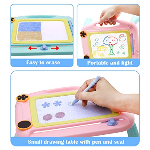 Pizarra Magnética Infantil Colorido, Doodle Sketch Pad Regalos, Juguetes Educativos, Almohadilla Borrable de Escritura y Dibujo para Niños Infantiles, Rosada