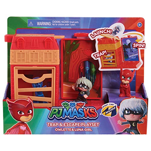 PJ MASKS JP PJMA7310 Juego de Trampa y Escape de micros nocturnos Owlette y Luna