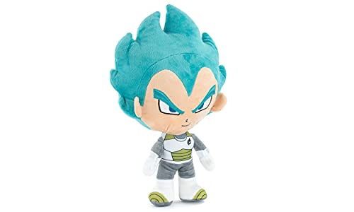 Play by Play Dragon Ball Super- Peluches de los Protagonistas de Bola de Dragón, Goku, Piccolo, Vegeta, Beerus, Monstruo Buu - Calidad Super Soft (23-27cm, Vegeta Super Saiyan)