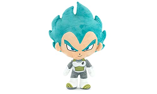 Play by Play Dragon Ball Super- Peluches de los Protagonistas de Bola de Dragón, Goku, Piccolo, Vegeta, Beerus, Monstruo Buu - Calidad Super Soft (23-27cm, Vegeta Super Saiyan)