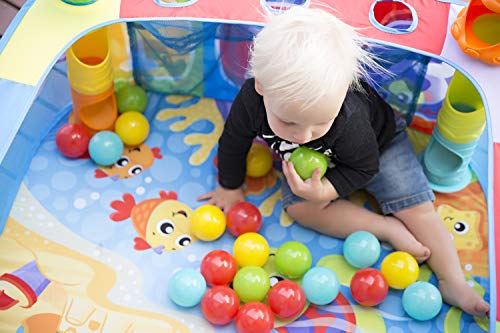 Playgro Pop Up Parque de bolas para bebés, A partir de 6 meses, Gimnasio de actividades con lanzamiento de bolas, Multicolor, 40175