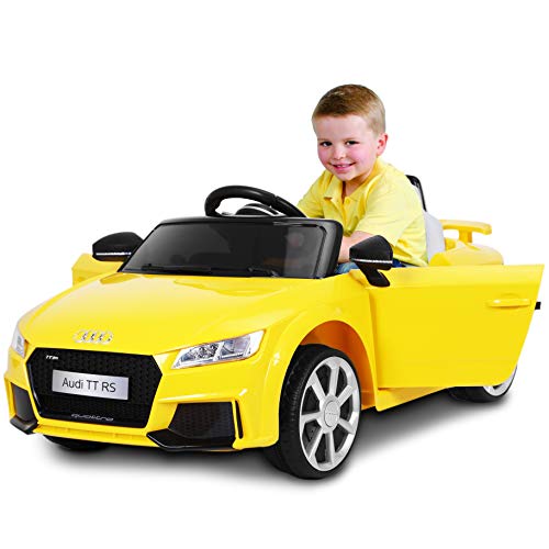 Playkin AUDI TT AMARILLO - Coche electrico niños bateria 12V con mando control +3 años juguetes infantiles coches de bateria