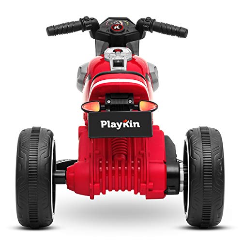 Playkin Moto Kid - Moto electrica niños bateria 6V Recargable Triciclo +24 Meses Juguetes Infantiles Triciclo correpasillos, Rojo