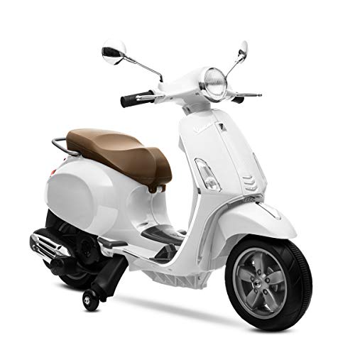 Playkin VESPA BLANCA - Moto electrica niños oficial bateria 6V recargable triciclo +3 años juguetes infantiles triciclo correpasillos