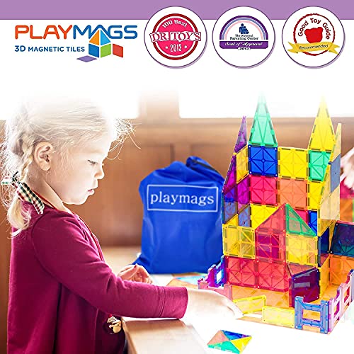 Playmags 100 Piezas Super Set - con los Imanes más Fuertes Garantizados, Robustos y Súper Duraderos con Colores Vívidos y Claros. Accesorios Clickins de 18 Piezas para Mejorar tu Creatividad