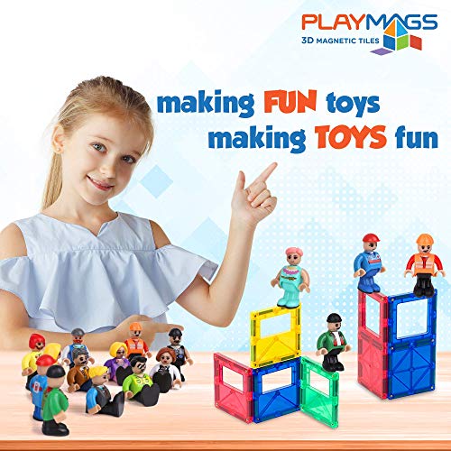 Playmags magnéticos Figuras-Comunidad Figuras Juego de 15 Piezas - Juega Personas fichas magnéticas - Stem Juguetes de Aprendizaje para niños - Expansión magnética Azulejos Pack-Compatible