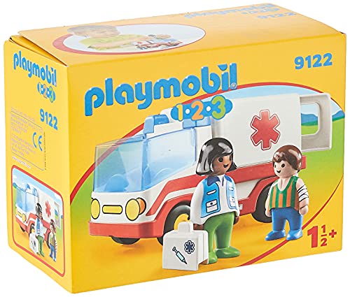 PLAYMOBIL 1.2.3-1.2.3 Ambulancia Juego con Accesorios, Multicolor, única (9122)