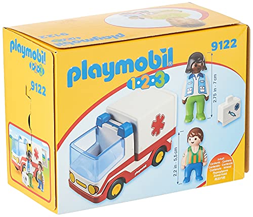 PLAYMOBIL 1.2.3-1.2.3 Ambulancia Juego con Accesorios, Multicolor, única (9122)