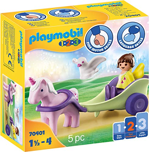 PLAYMOBIL 1.2.3 70401 Carruaje Unicornio con Hada, De 1,5 a 4 años