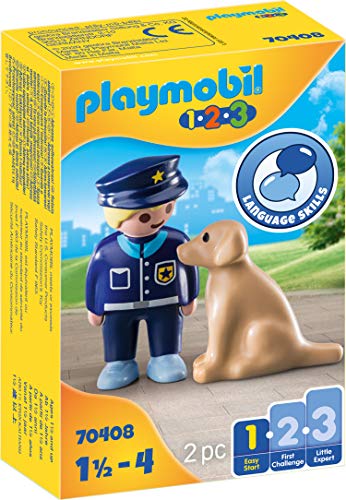 PLAYMOBIL 1.2.3 70408 Policía con Perro, De 1,5 a 4 años