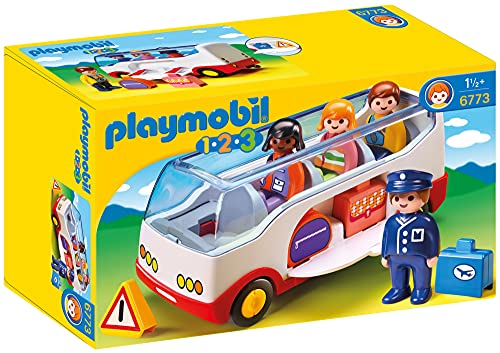 Playmobil 1.2.3 Airport Shuttle Bus - Kits de figuras de juguete para niños (1,5 año(s), Multicolor, Niño/niña, 200 mm, 90 mm, 80 mm)