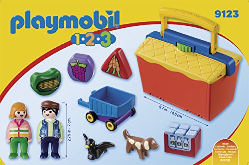 PLAYMOBIL 1.2.3- Mercado Maletín, Multicolor, única (9123)