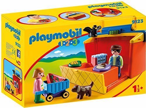 PLAYMOBIL 1.2.3- Mercado Maletín, Multicolor, única (9123)