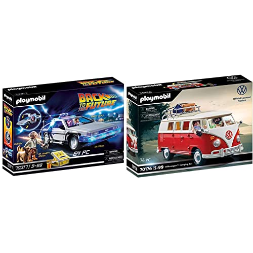 Playmobil 70176 Volkswagen T1 Camping Bus, para Niños A Partir De 5 Años + Back To The Future 70317 Delorean, A Partir De 5 Años