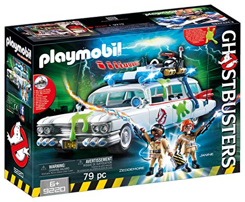 PLAYMOBIL 9219 Ghostbusters, Cuartel Parque de Bomberos, a Partir de 6 Años + Ghostbusters Ecto-1 con Módulo de Luz y Sonido, A Partir de 6 Años (9220)