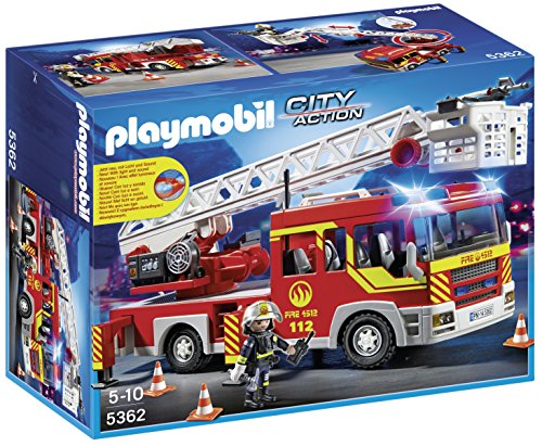 Playmobil Bomberos - Camión y escalera con luces y sonido, playset (5362)