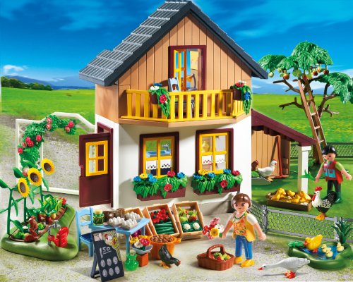 PLAYMOBIL - Casa de Agricultores y Mercado, Set de Juego (5120)