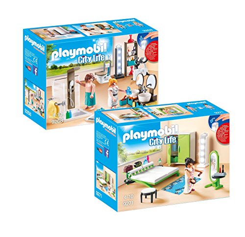 Playmobil Casa Moderna Set: 9268 Baño + 9271 Dormitorio