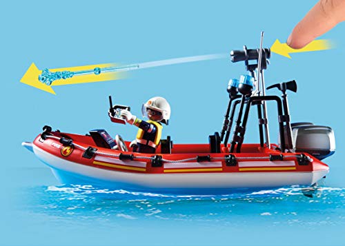 PLAYMOBIL City Action 70335 Operación de Bomberos con helicóptero y Barco, A Partir de 4 años