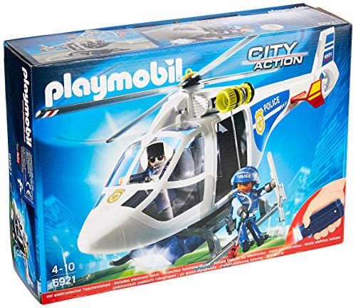 PLAYMOBIL City Action Helicóptero de Policía con Luces LED, a Partir de 4 Años (6921) + - Hidroavión de Policía Juguete, Multicolor (geobra Brandstätter 9436)