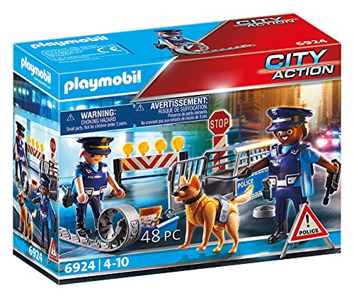 Playmobil City Action Playset, Coche De Policía con Luces Y Sonido, Multicolor (6920) + City Action Control De Policía, A Partir De 5 Años (6924)