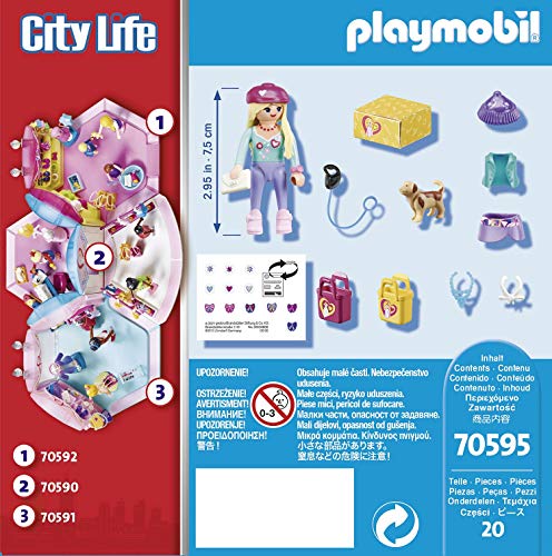 PLAYMOBIL City Life 70595 Chica Fashion con Perro, Para niños de 5 a 12 años