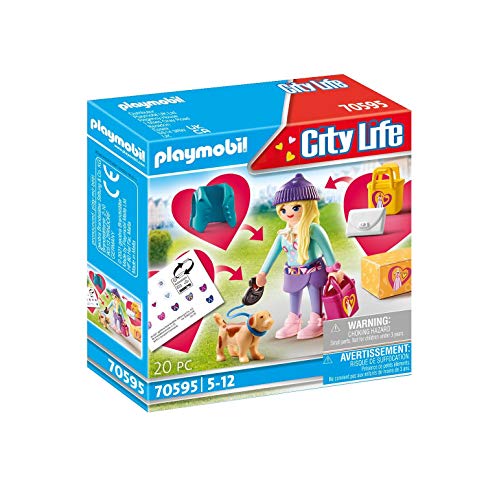 PLAYMOBIL City Life 70595 Chica Fashion con Perro, Para niños de 5 a 12 años