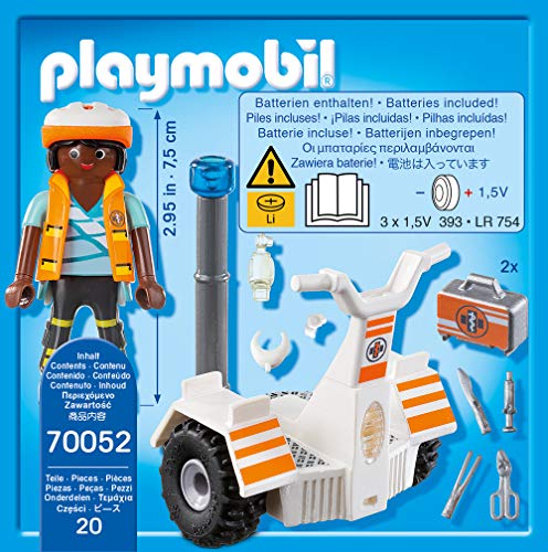 PLAYMOBIL- City Life Patinete de Equilibrio de Rescate, Color carbón (70052)