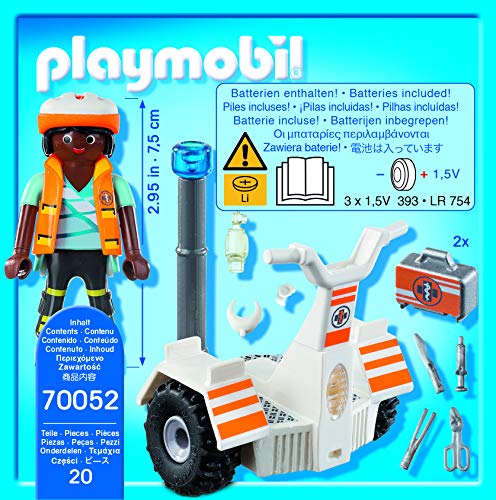 PLAYMOBIL- City Life Patinete de Equilibrio de Rescate, Color carbón (70052)