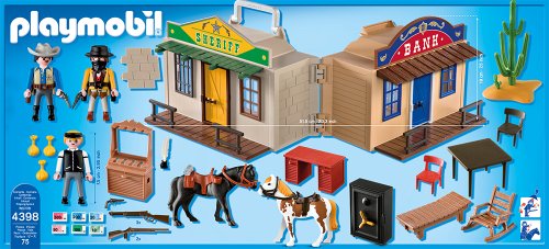 PLAYMOBIL - Ciudad del Oeste, Forma de maletín, Set de Juego (4398)