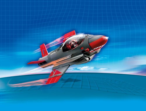 PLAYMOBIL - Click & Go Shark Jet, Juguete Educativo, Gris, Rojo, 20,1 x 7,6 x 20,1 cm, (5162)