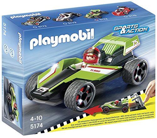 Playmobil Coches - Turbo Racer, Circuito y playset para Coches de Juguete, Multicolor, 25 x 7,5 x 20 cm, (5174)