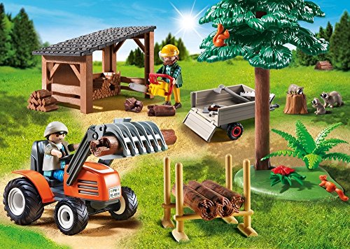 PLAYMOBIL- Country Almacén de Madera y Tractor Playsets de Figuras de Juguete, Multicolor (6814)