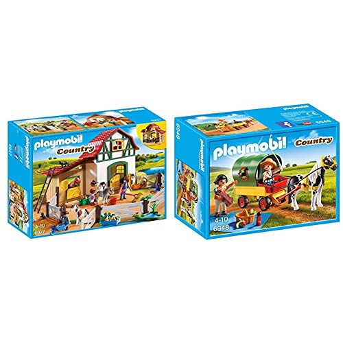 PLAYMOBIL Country Granja de Ponis con Muchos Animales y Pajar, A Partir de 4 años (6927) + Granja de Ponis Playmobil Playset (6948)