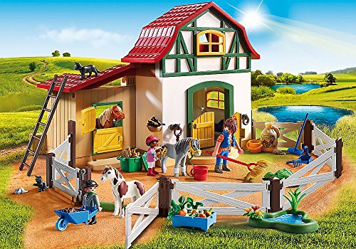 PLAYMOBIL® Country Set en 5 parties 6927 6947 6948 6949 6950 Ferme Équestre + Promenade à Cheval + Excursion de Calèche + Poney avec poulain + Promenade à Poney