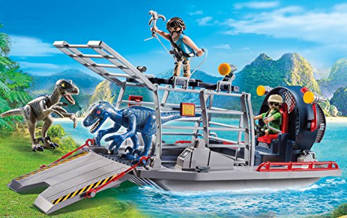 PLAYMOBIL Dinos Hidrodeslizador con Jaula, Flotante, a Partir de 4 Años (9433)