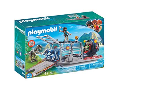 PLAYMOBIL Dinos Hidrodeslizador con Jaula, Flotante, a Partir de 4 Años (9433)