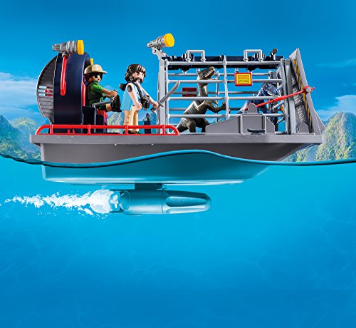 PLAYMOBIL Dinos Hidrodeslizador con Jaula, Flotante, a Partir de 4 Años (9433)