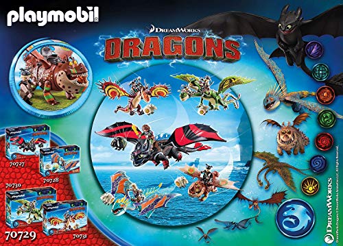 PLAYMOBIL DreamWorks Dragons 70729 Dragon Racing: Barrilete y Patapez, A partir de 4 años