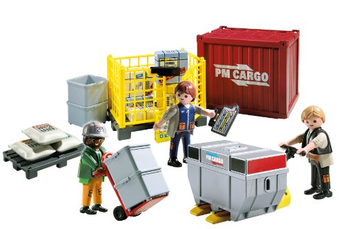 PLAYMOBIL - Equipo de Carga de mercancías, Set de Juego (5259)