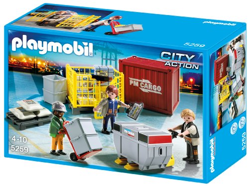 PLAYMOBIL - Equipo de Carga de mercancías, Set de Juego (5259)