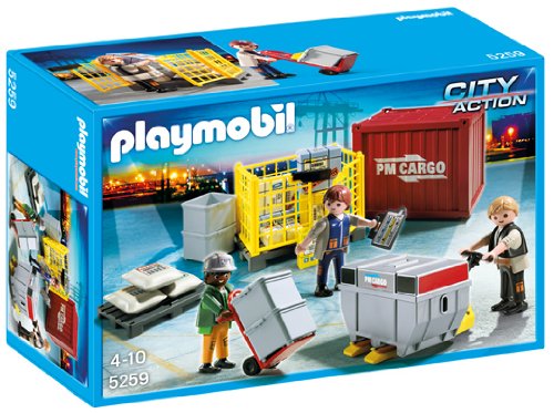 PLAYMOBIL - Equipo de Carga de mercancías, Set de Juego (5259)