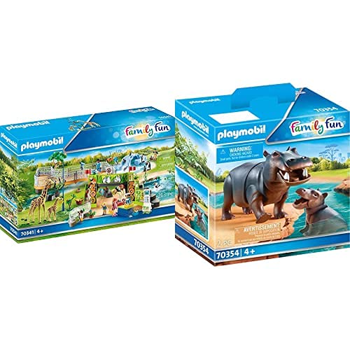 PLAYMOBIL Family Fun 70341 Gran Zoo, A Partir De 4 Años+Hipopótamo con Bebé