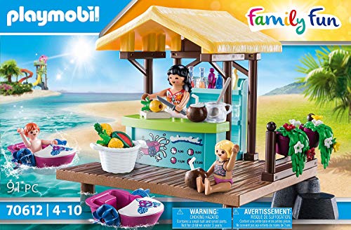 PLAYMOBIL Family Fun 70612 - Alquiler de canoas con Bar de zumos, 2 Barcos flotantes, a Partir de 4 años