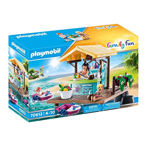 PLAYMOBIL Family Fun 70612 - Alquiler de canoas con Bar de zumos, 2 Barcos flotantes, a Partir de 4 años