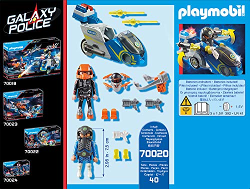 PLAYMOBIL Galaxy Police 70018 Policía Galáctica Moto, con Efectos de Luz, A Partir de 5 Años