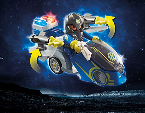 PLAYMOBIL Galaxy Police 70018 Policía Galáctica Moto, con Efectos de Luz, A Partir de 5 Años