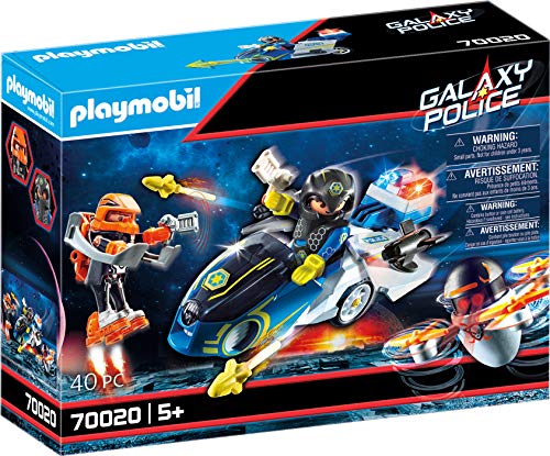 PLAYMOBIL Galaxy Police 70018 Policía Galáctica Moto, con Efectos de Luz, A Partir de 5 Años